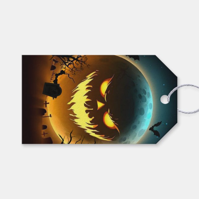 Halloween/Kürbis/Mond/Fall Geschenkanhänger (Vorderseite (Horizontal))