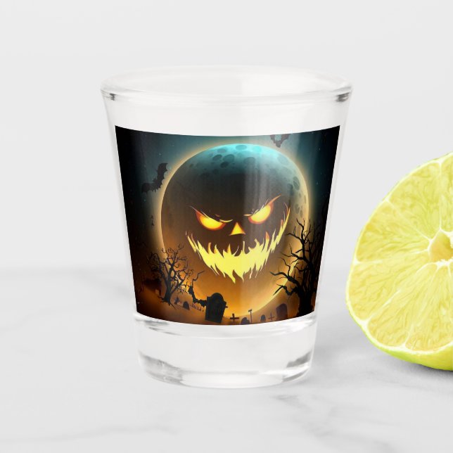 Halloween/Kürbis/Mond/Fall Schnapsglas (Vorderseite)