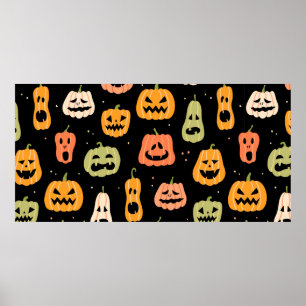 Halloween Kürbis nahtloses Muster. Handzeichen Poster