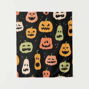 Halloween Kürbis nahtloses Muster. Handzeichen Wandteppich