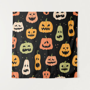 Halloween Kürbis nahtloses Muster. Handzeichen Wandteppich