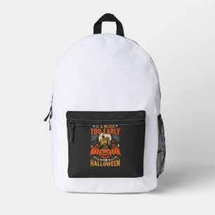 Halloween-Kürbis Nie Zu Früh Schloss Grafik_1 Bedruckter Rucksack