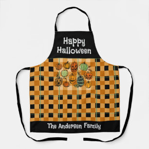 Halloween-Kürbis niedlicher Gingham Schürze