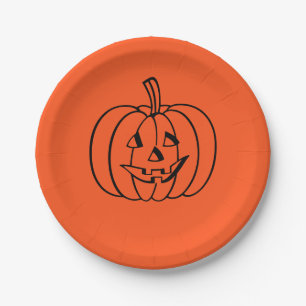 Halloween-Kürbis Orange Jack-o-Lantern Pappteller