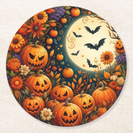 Halloween-Kürbis-Papieruntersetzer Runder Pappuntersetzer