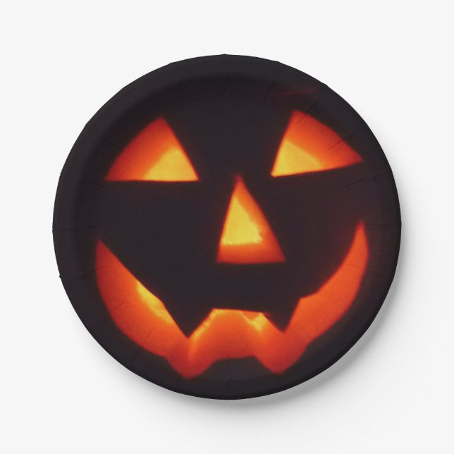 Halloween Kürbis Pappteller (Vorderseite)