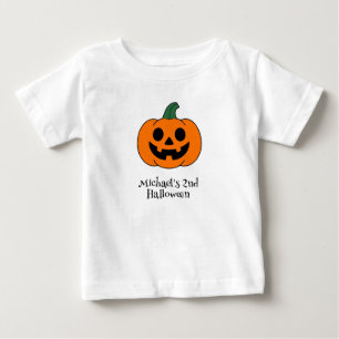 Halloween-Kürbis personalisierter Babyjunge Baby T-shirt
