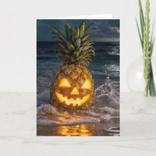 Halloween-Kürbis-Pineapple in Meeresbrandung Karte