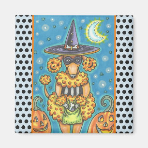 HALLOWEEN-KÜRBIS-PUDDEL, HUND-MAGNET Quadrat Magnet