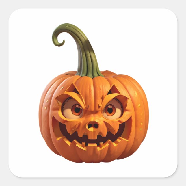 Halloween-Kürbis Quadratischer Aufkleber (Vorderseite)