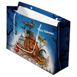 Halloween-Kürbis-Raben-Party Große Geschenktüte
