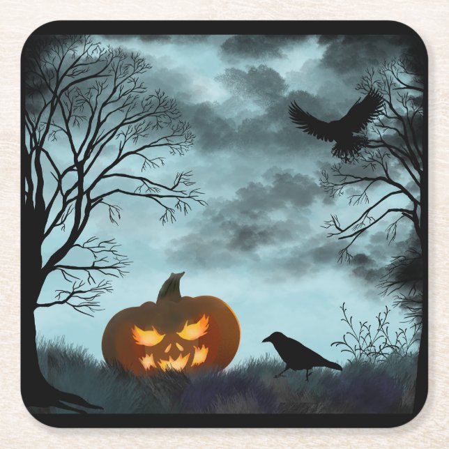 Halloween-Kürbis Rechteckiger Pappuntersetzer (Vorderseite)