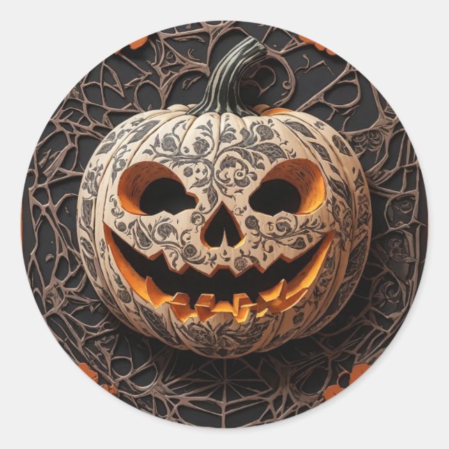 Halloween-Kürbis Runder Aufkleber (Vorderseite)