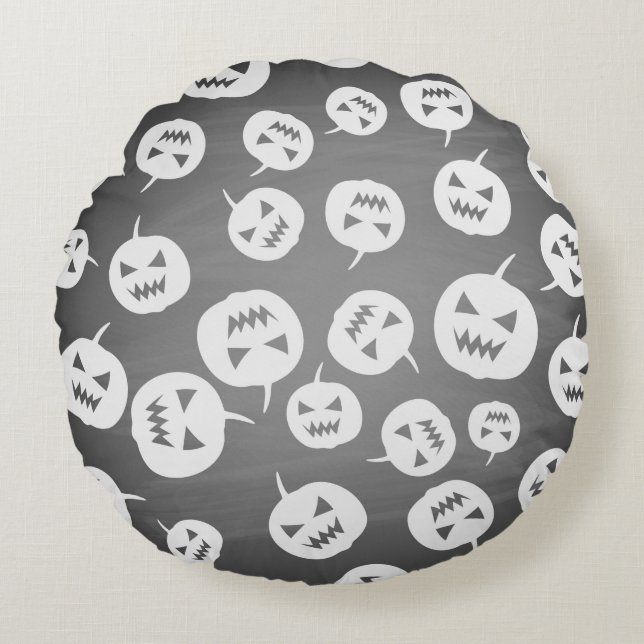 Halloween-Kürbis Rundes Kissen (Vorderseite)
