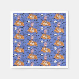 Halloween, Kürbis, Schädel und Fledermäuse Serviet Serviette