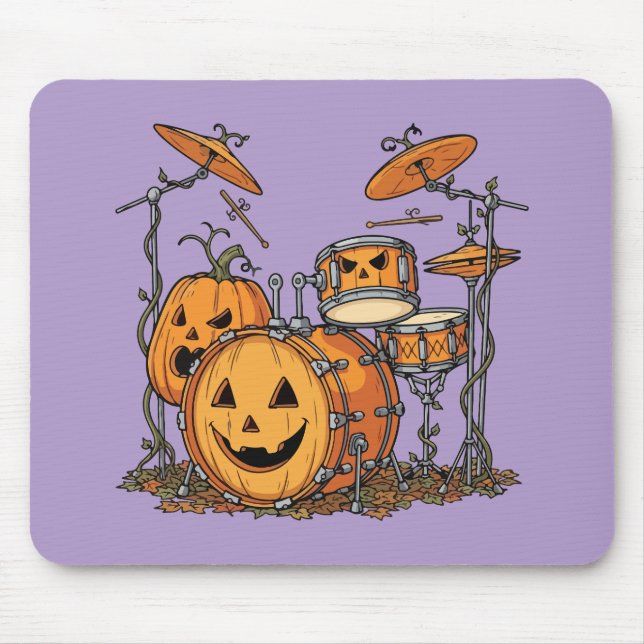Halloween-Kürbis-Schlagzeug-Set Mousepad (Vorne)
