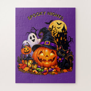 Halloween-Kürbis & schwarze Katze Puzzle