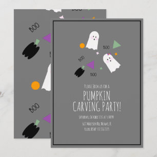 Halloween-Kürbis sehr süße Geister-Konfetti Einladung