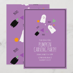 Halloween-Kürbis sehr süße Geisterkonfetti Einladung