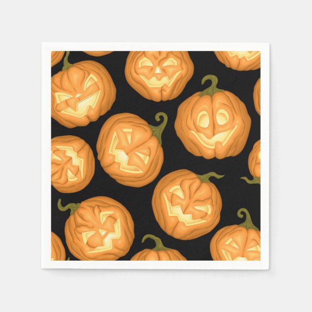 Halloween-Kürbis Serviette (Vorderseite)