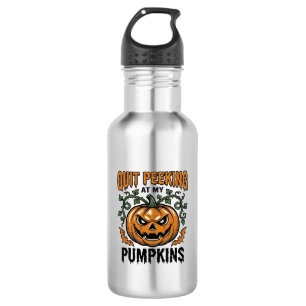 Halloween-Kürbis-Shirt Vintage-Gravur-Witz_1 Edelstahlflasche