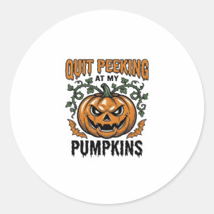 Halloween-Kürbis-Shirt Vintage-Gravur-Witz_1 Runder Aufkleber