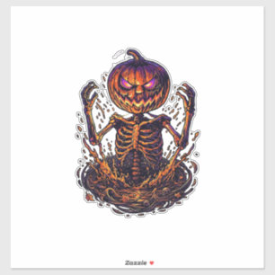 Halloween-Kürbis-Skelett-Magie-Portal-Flammen_1 Aufkleber