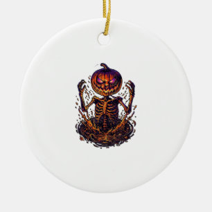 Halloween-Kürbis-Skelett-Magie-Portal-Flammen_1 Keramik Ornament