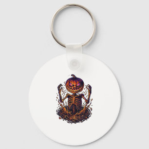 Halloween-Kürbis-Skelett-Magieportal-Flammen_1 Schlüsselanhänger