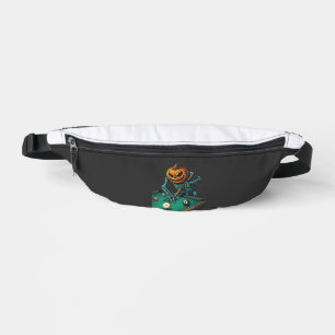 Halloween-Kürbis-Skelett spielt Pool-Billard Bauchtasche