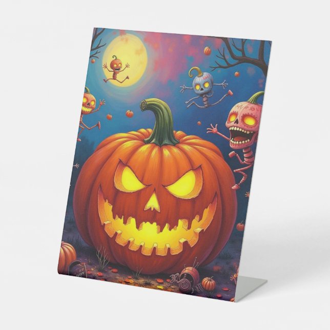 Halloween-Kürbis Sockelschild (Vorderseite)
