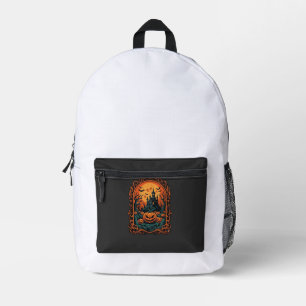 Halloween-Kürbis-Spukhaus Vollmond Fledermäuse Bedruckter Rucksack