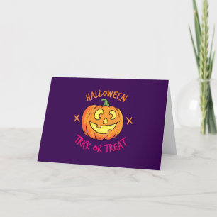 Halloween-Kürbis-Süßes-oder-Saures-Etikett Dankeskarte