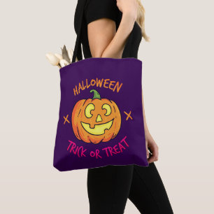 Halloween-Kürbis-Süßes-oder-Saures-Etikett Tasche