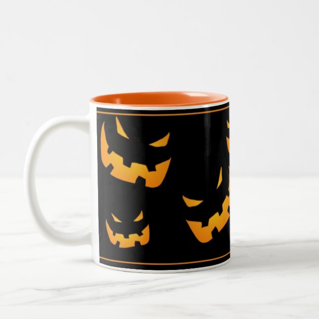 Halloween-Kürbis-Tasse Zweifarbige Tasse (Links)