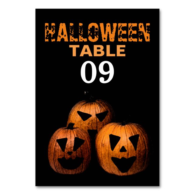 Halloween-Kürbis-Tischnummer Tischnummer (Vorderseite)