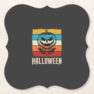 Halloween-Kürbis-Totenkopf Retro Vintage Untersetzer