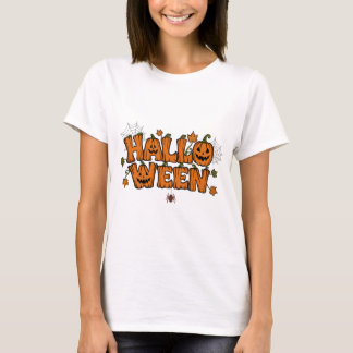 Halloween-Kürbis-Typografie Damen T-Shirt