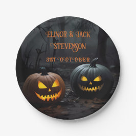 Halloween-Kürbis und Blumenmuster Pappteller