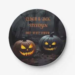 Halloween-Kürbis und Blumenmuster Pappteller