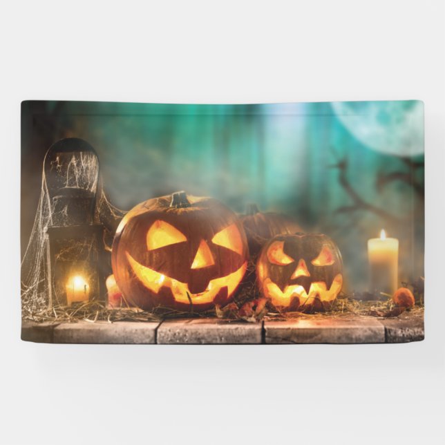 Halloween Kürbis und Fledermäuse Banner (Horizontal)