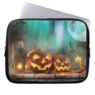 Halloween Kürbis und Fledermäuse Laptopschutzhülle
