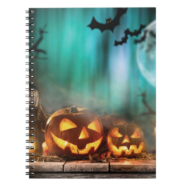 Halloween Kürbis und Fledermäuse Notizblock (Vorderseite)