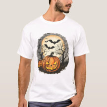 Halloween-Kürbis- und Fledermäuse-T-Shirt
