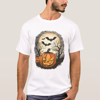 Halloween-Kürbis- und Fledermäuse-T-Shirt T-Shirt