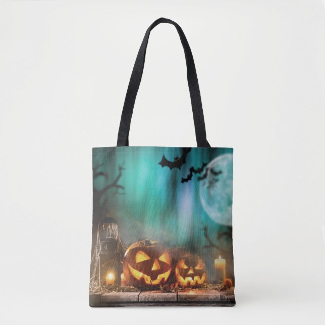 Halloween Kürbis und Fledermäuse Tasche (Vorderseite)
