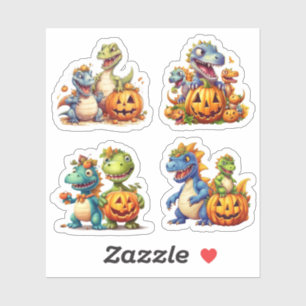 Halloween-Kürbis und niedliche Dinosaurier Aufkleber