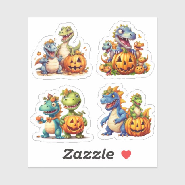 Halloween-Kürbis und niedliche Dinosaurier Aufkleber (Blatt)