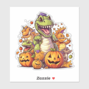 Halloween-Kürbis und niedliche Dinosaurier Aufkleber
