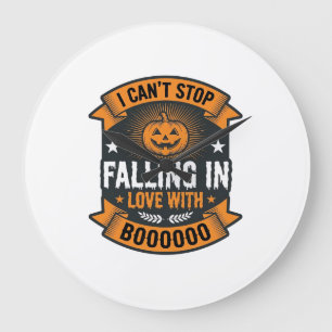 Halloween-Kürbis verliebt in Vintage-Shirt De Große Wanduhr